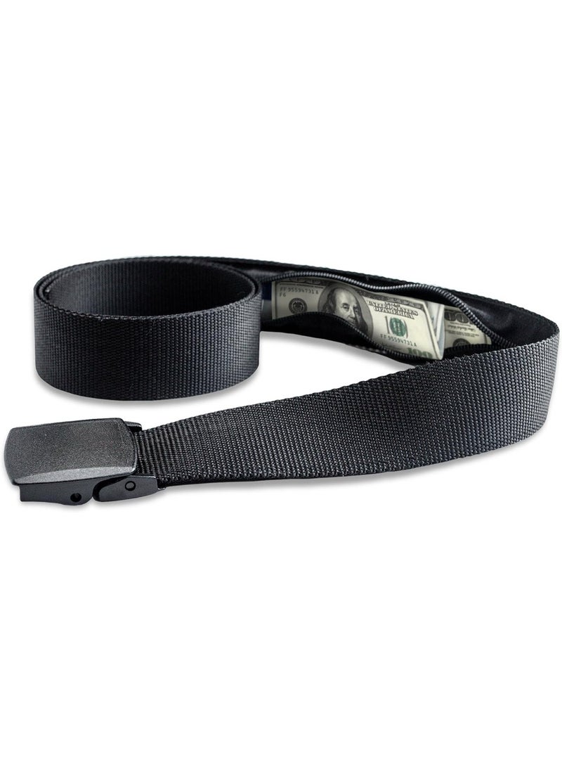 حزام النقود للرجال حزام أمان السفر مع جيب مخفي للنقود، محفظة مضادة للاختلاس بدون مشبك معدني - Image 1